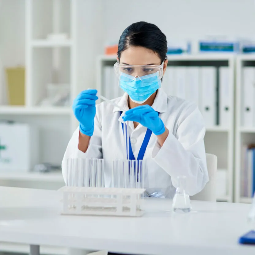 changing-the-future-one-experiment-at-a-time-1191463139 Shot of a young scientist conducting an experiment in a laboratory
