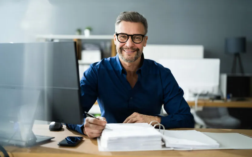 Tax Accountant Advisor Man Doing Sales Invoice Accounting