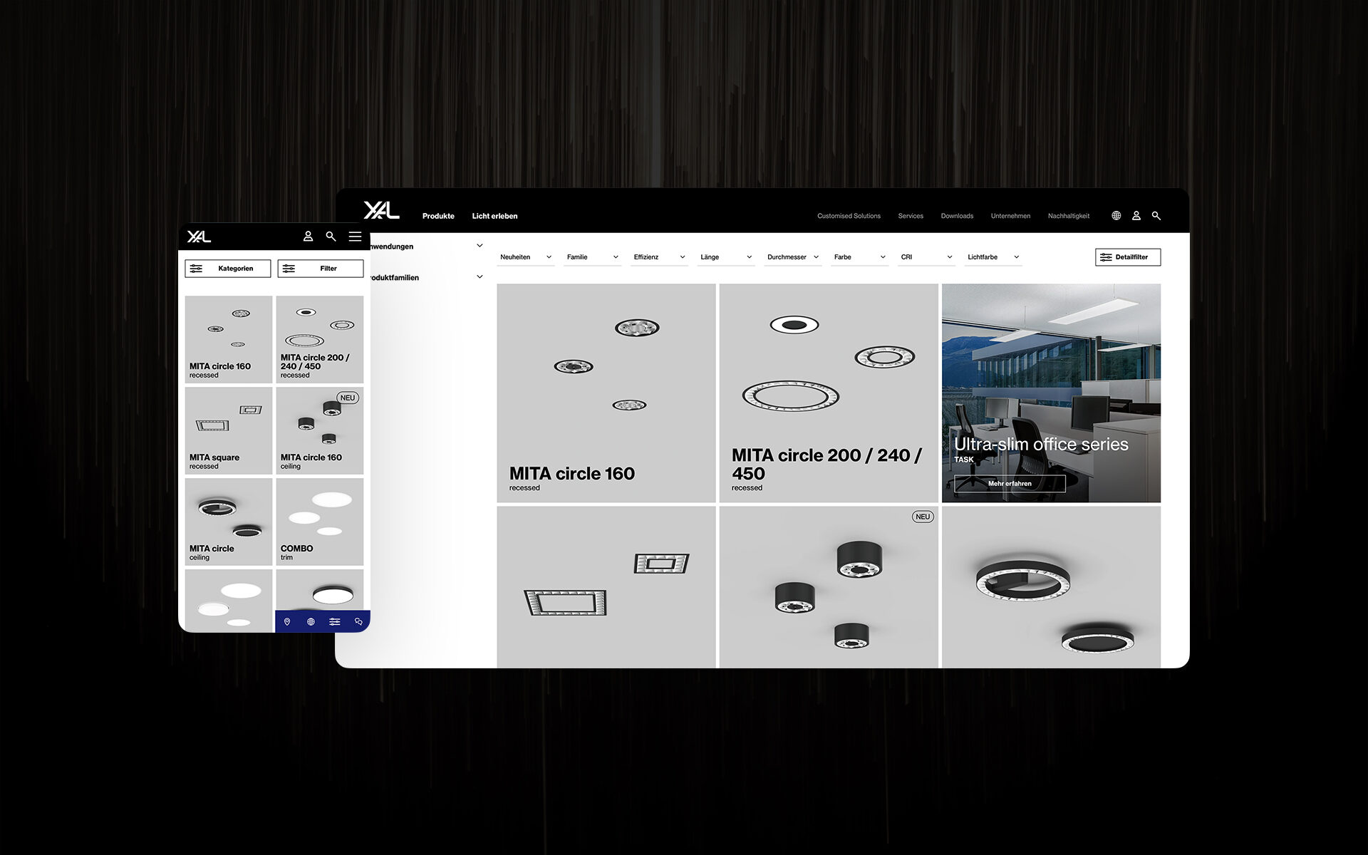 valantic-showcase-XAL-mockup-md Screenshot der neuen Website des Designerlampen-Herstellers XAL.