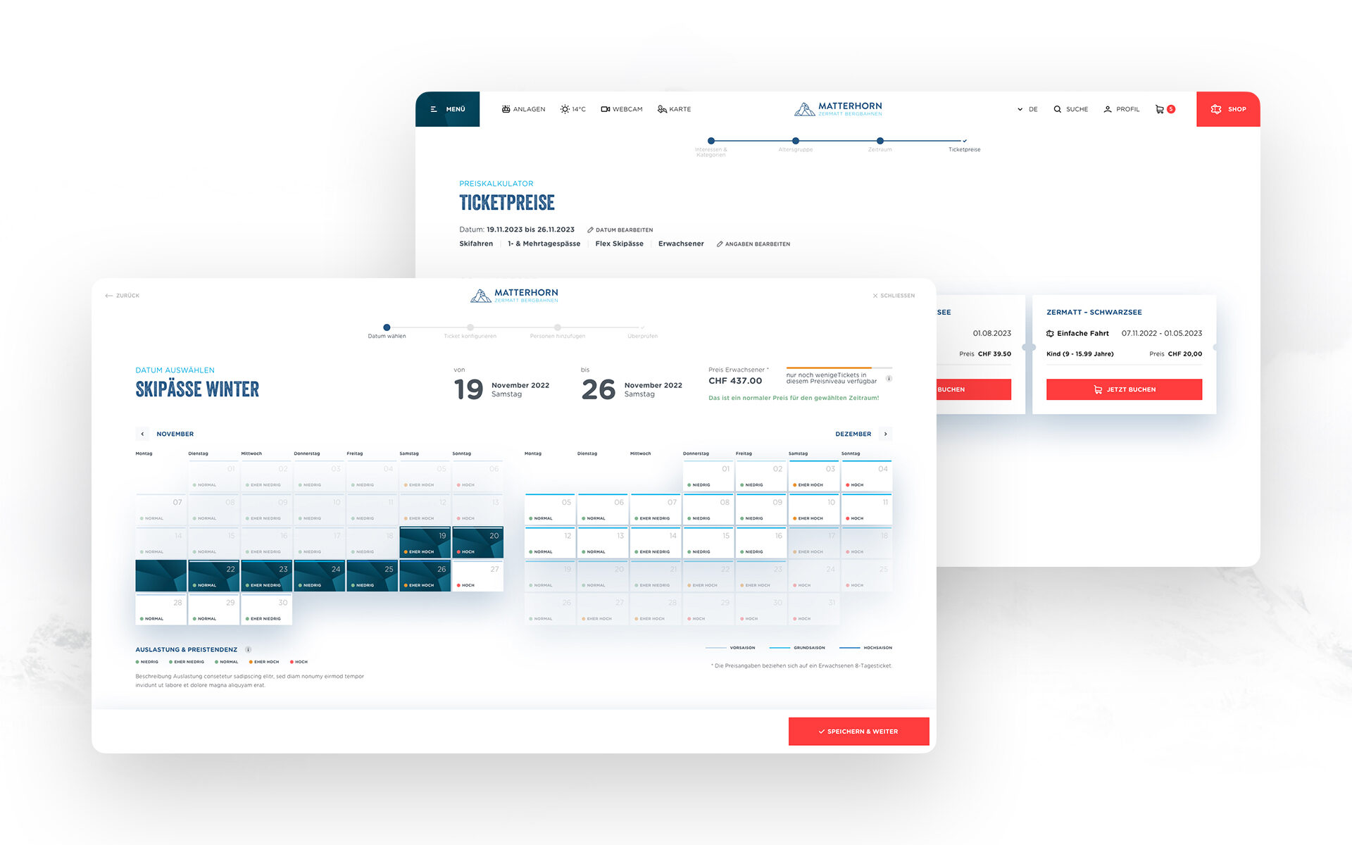 Screenshot of Dynamic Pricing on the new website of Zermatt Bergbahnen AG Screenshot of Dynamic Pricing on the new website of Zermatt Bergbahnen AG