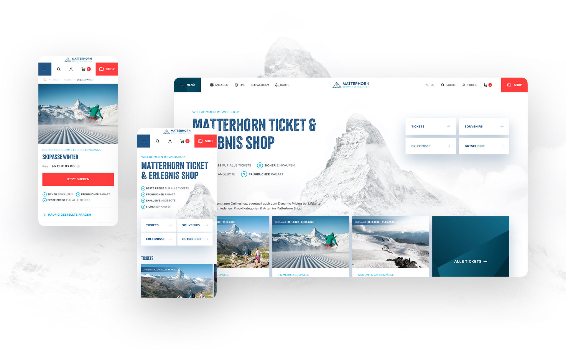 Screenshot of the new website of Zermatt Bergbahnen AG, displayed on smartphone and in regular screen size. Screenshot of the new website of Zermatt Bergbahnen AG, displayed on smartphone and in regular screen size.