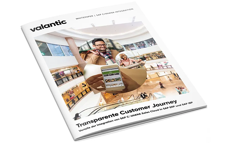 Whitepaper SAP C4HANA Integration_Mockup_1610 Bild einer Zeitschrift, valantic Whitepaper "Transparente Customer Journey"