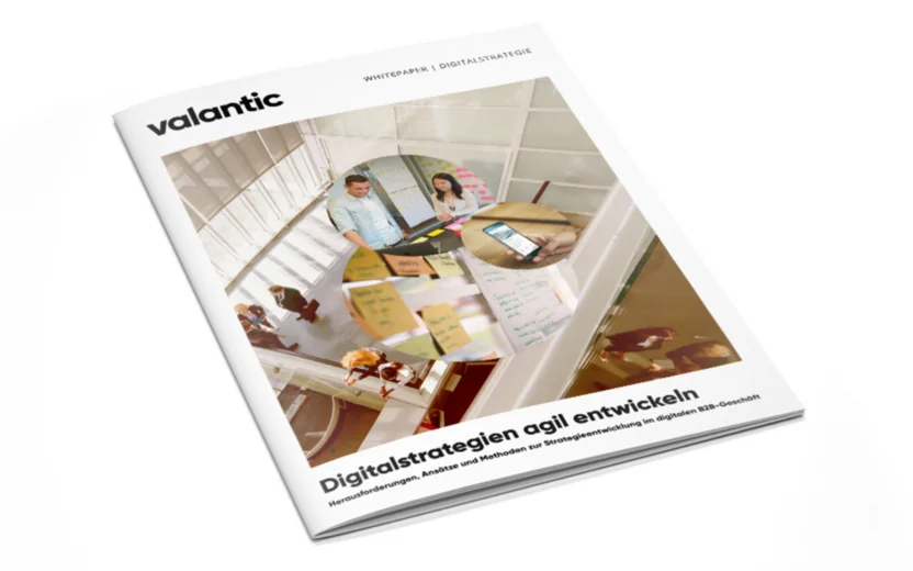 valantic Whitepaper Digitalstrategien agil entwickeln Bild einer Zeitschrift, valantic Whitepaper Digitalstrategien agil entwickeln