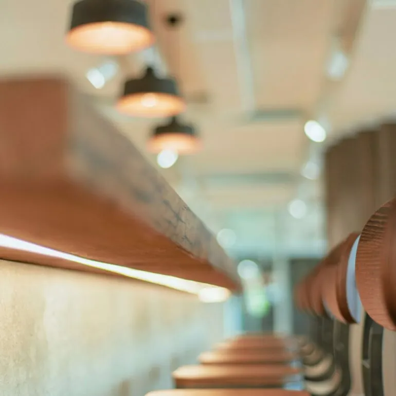 Close up of a bar and bar stools, valantic branch Customer Engagement & Commerce St. Gallen